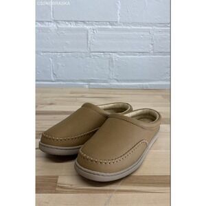 MySlippers Tan Slipper Shoes Womens Leather Upper Comfy Indoor/Outdoor - Size 8